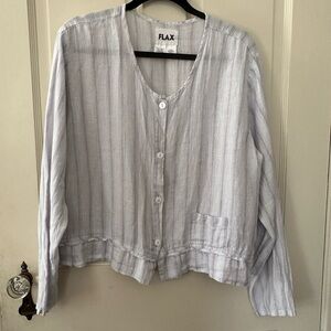 FLAX brand striped button-up top, Large